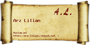 Arz Lilian névjegykártya